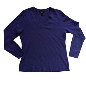 Charter Club Sweater Women M Purple Cashmere Luxury V-Neck Long Sleeve